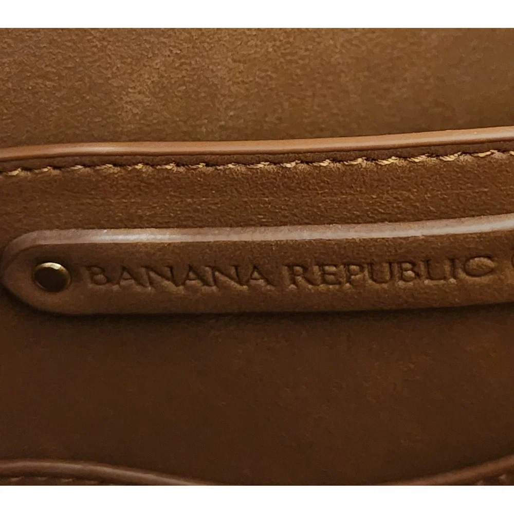 Banana Republic Black Leather Bucket Bag Crossbody Gold Hardware Adjustable